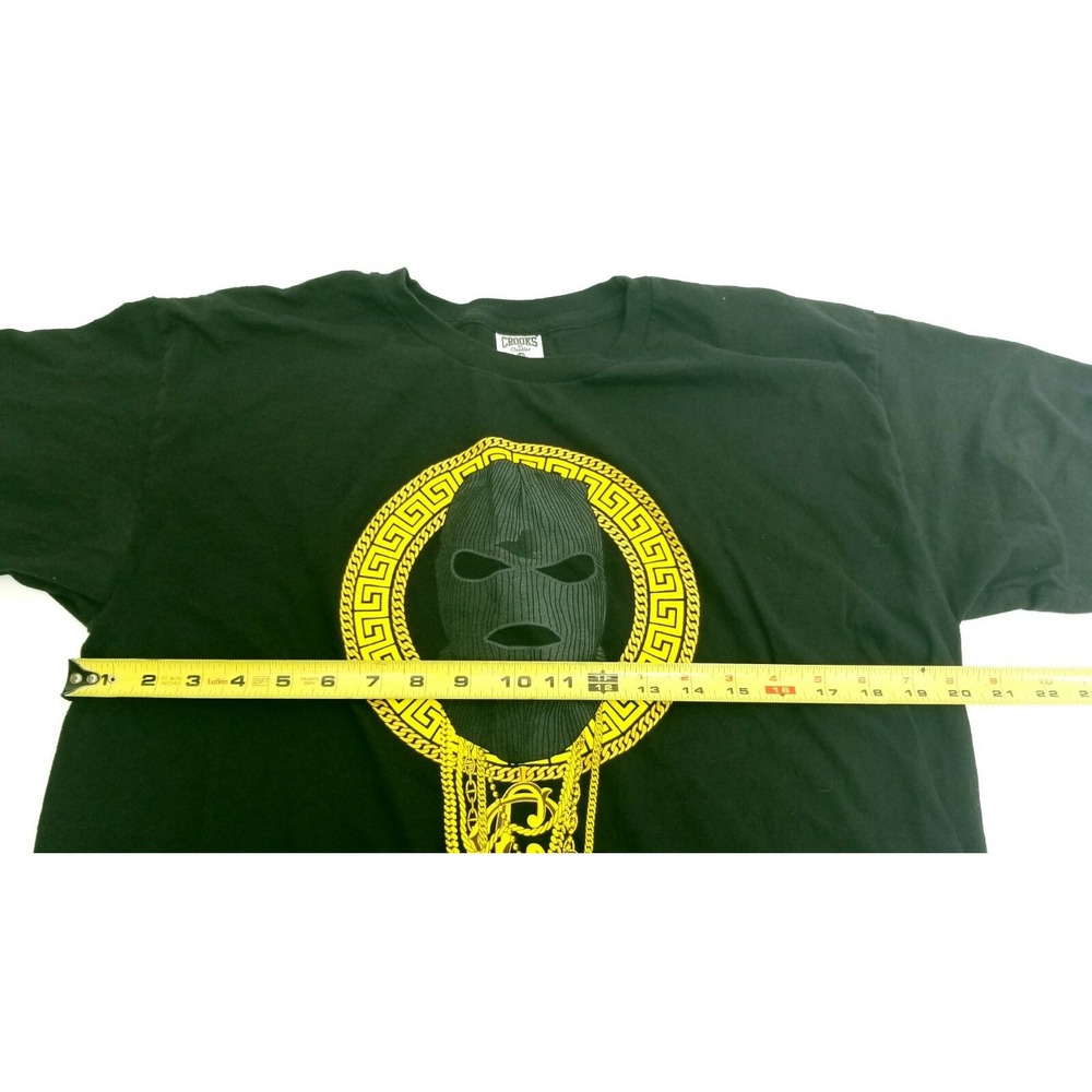 Mens Crooks And Castles Black T-shirt Large Ski‎ Mask Gold Chains Zumies - Picture 6 of 7